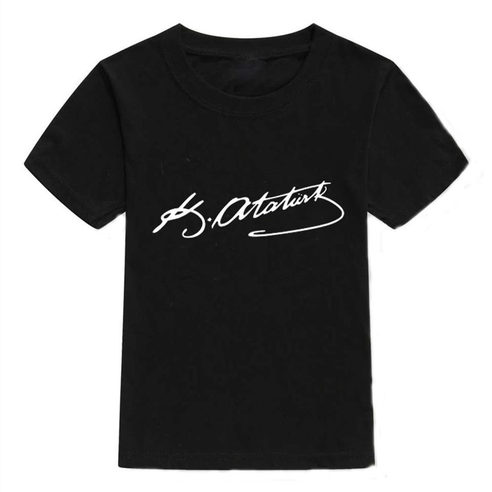 İmza Baskılı Siyah Çocuk T-shirt