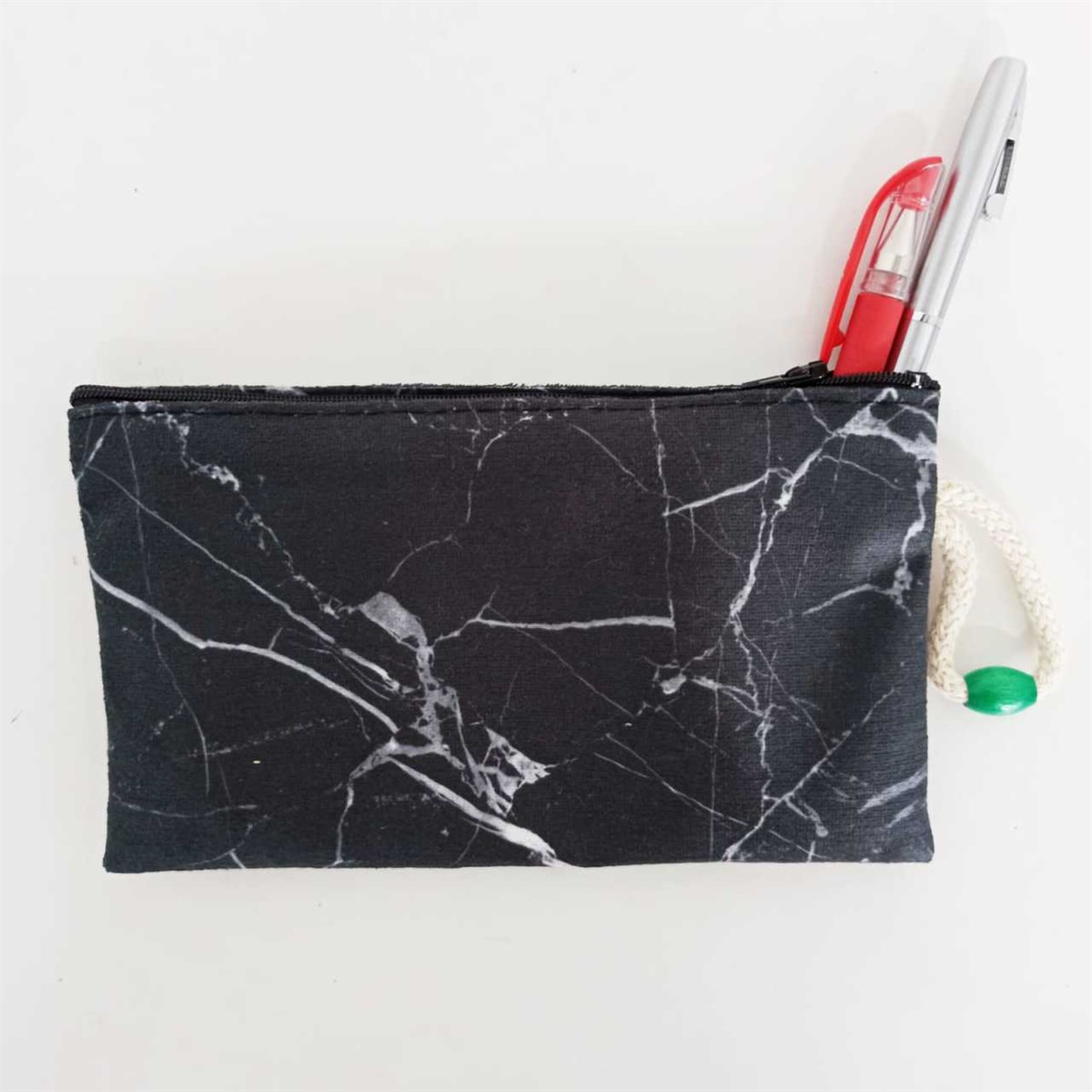 İpli Black Marble Bez Cüzdan Kalemlik