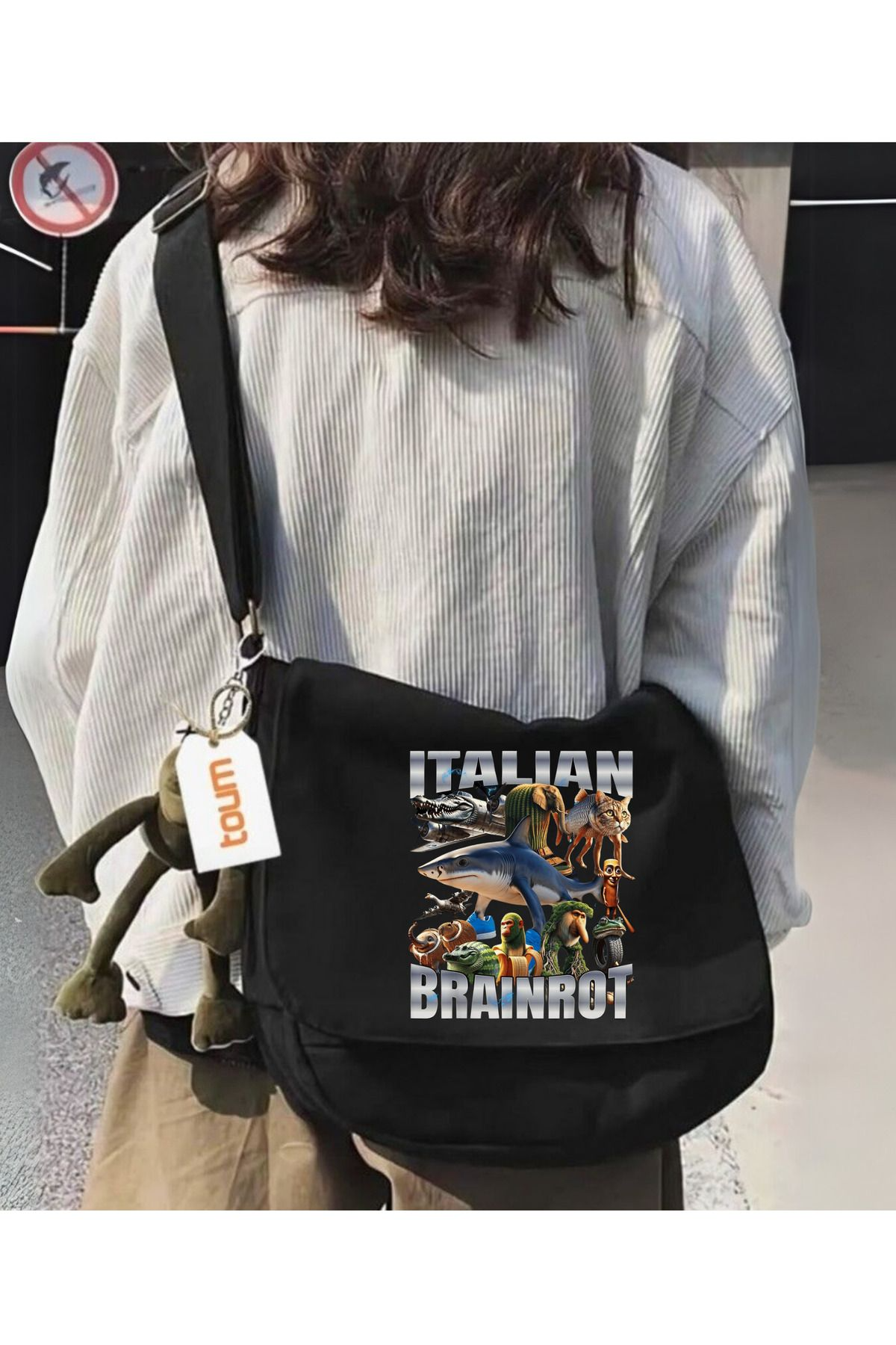 italian Brainrot Baskılı Unisex Postacı Çantası