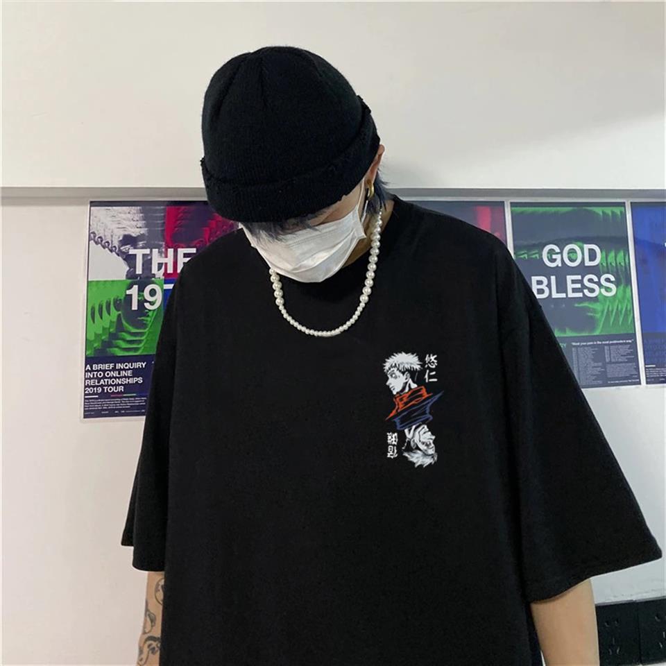 Jujutsu Kaisens Baskılı Siyah Unisex Oversize T-shirt