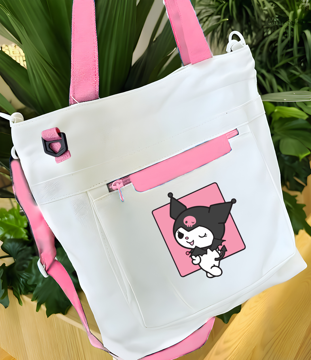 Kuromi Pembe Kanvas Postacı Çantası