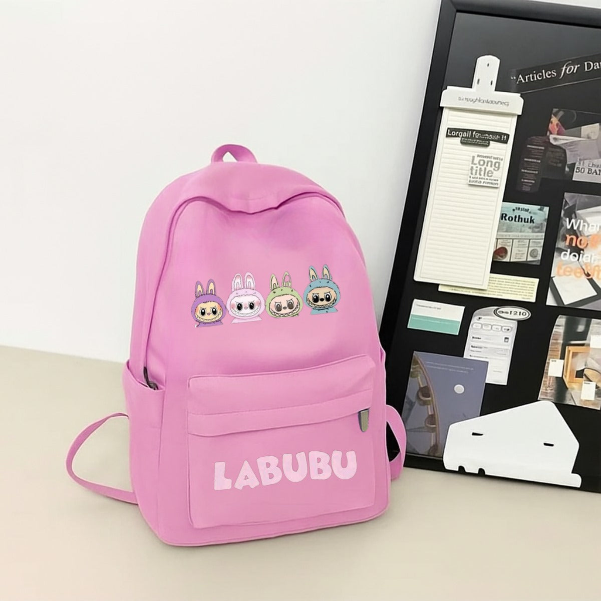 Labubu Baskılı Renkli Unisex Okul Sırt Çantası