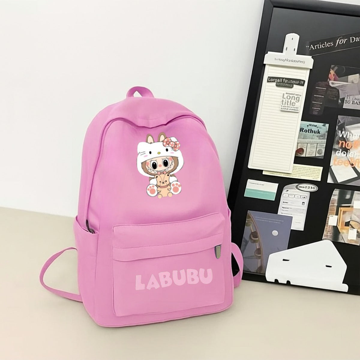 Labubu Baskılı Renkli Unisex Okul Sırt Çantası