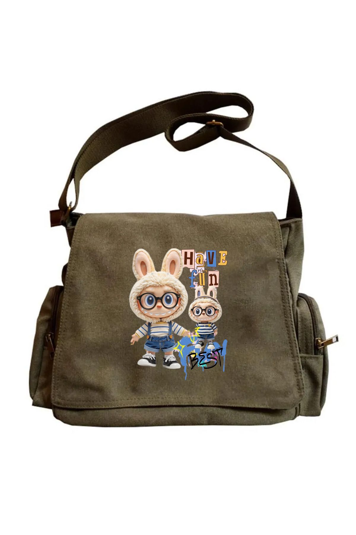 Labubu Unisex Yeşil Postacı Çantası