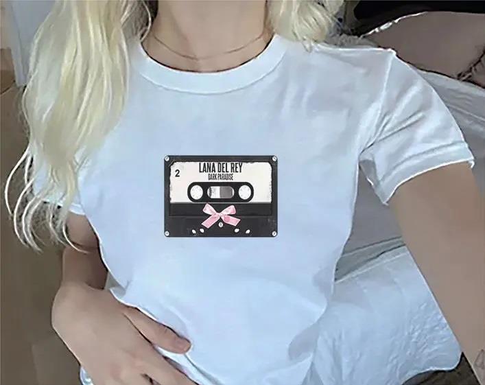 Lana Del Rey Baskılı Crop Bluz