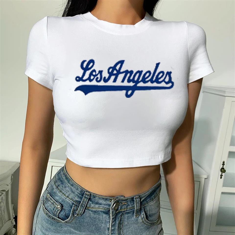 Los Angeles Baskılı Beyaz Crop