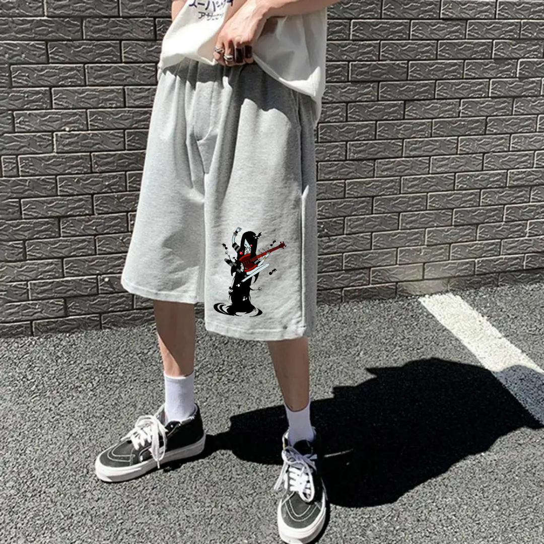 Marceline Baskılı Gri Unisex Penye Şort