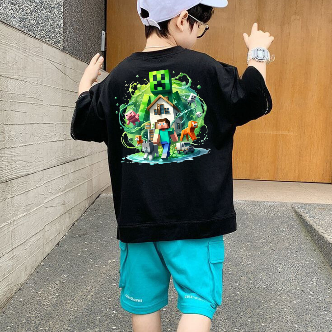 Minecraft Kids Baskılı T-shirt
