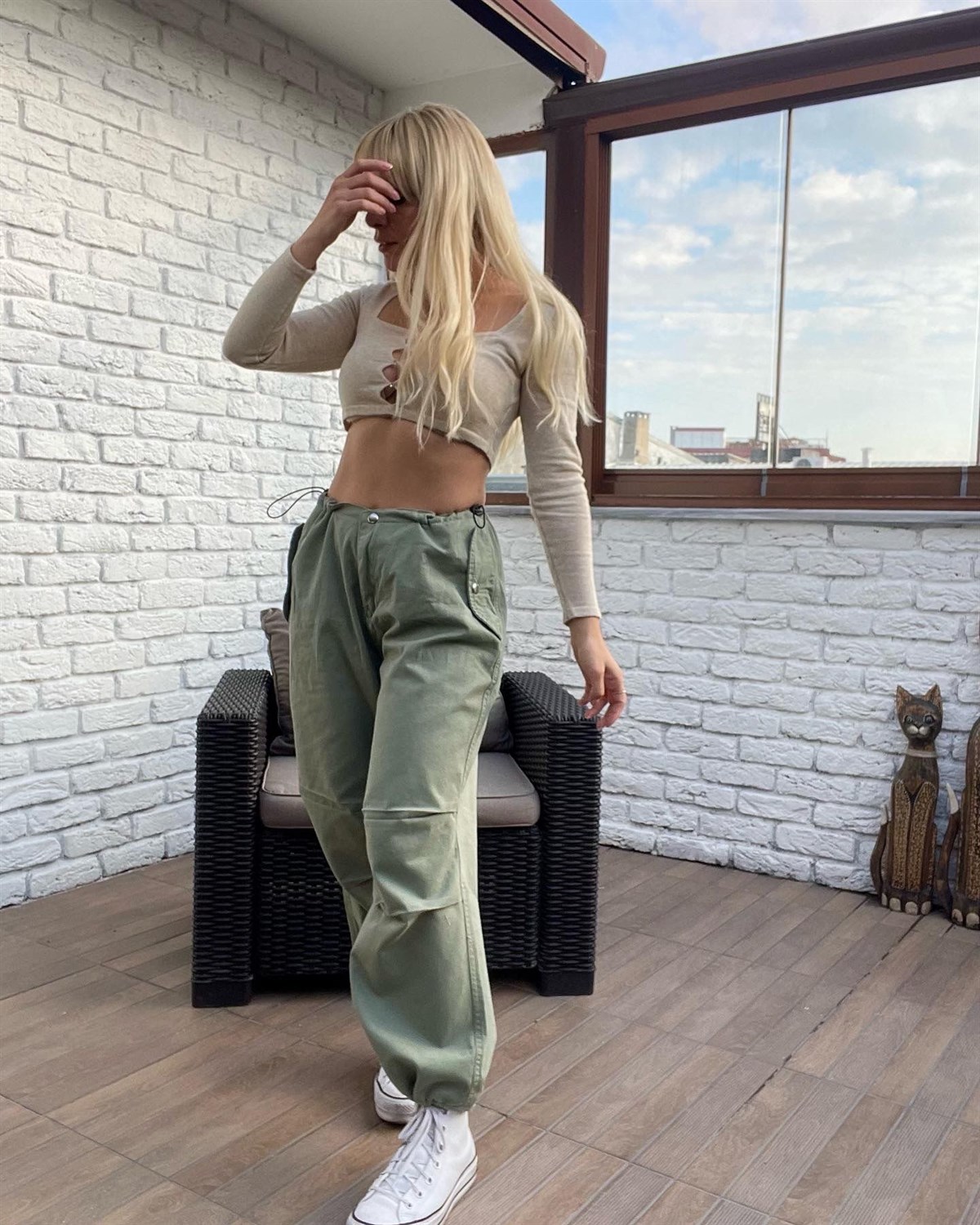 Mint Yeşil Tactical Paraşüt Kumaş Pantolon