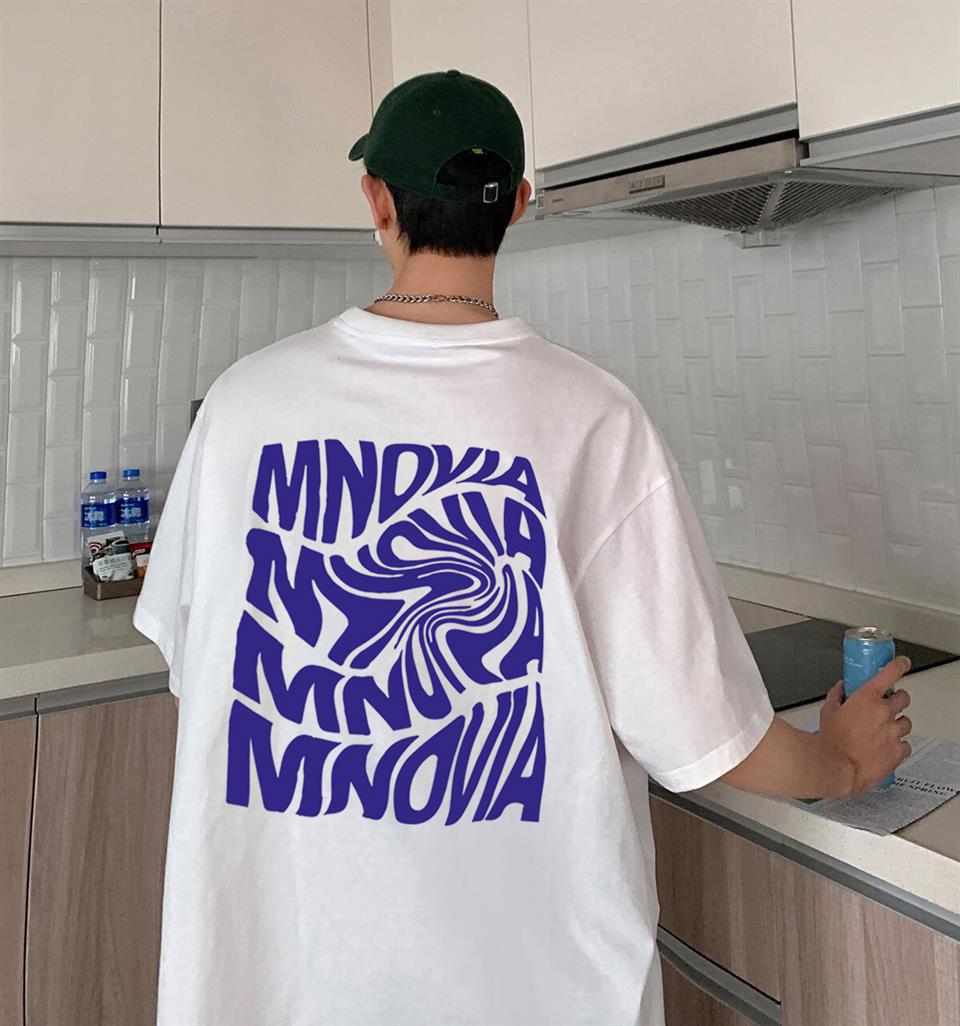 Mnovia Sırt Baskılı Beyaz Unisex Oversize T-shirt