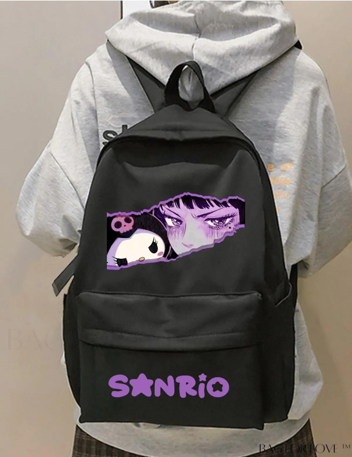 Mor Anime x kuromi Sanrio Eyes Baskılı Okul, Dershane, Kurs Sırt Çantası