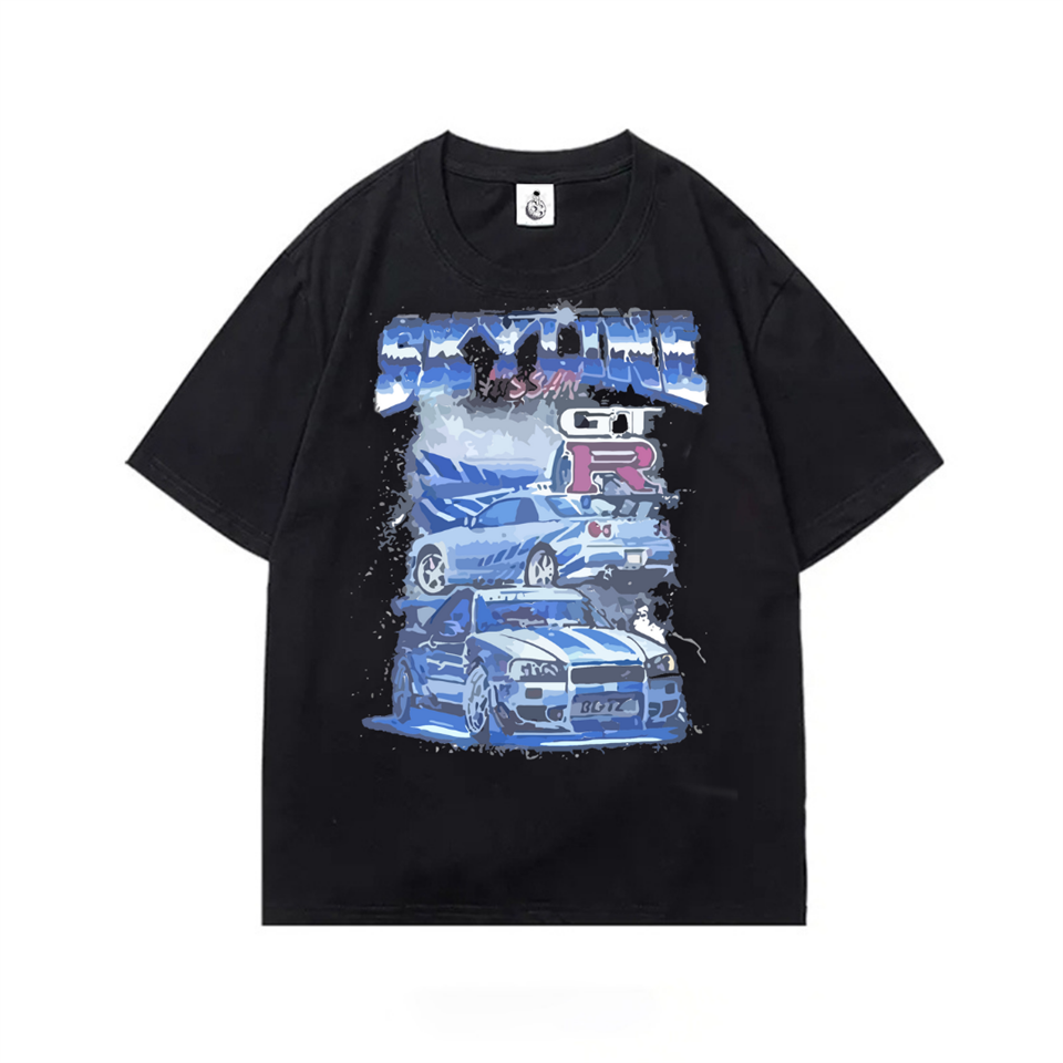Nissan GTR Street Style Oversize Unisex Siyah T-Shirt