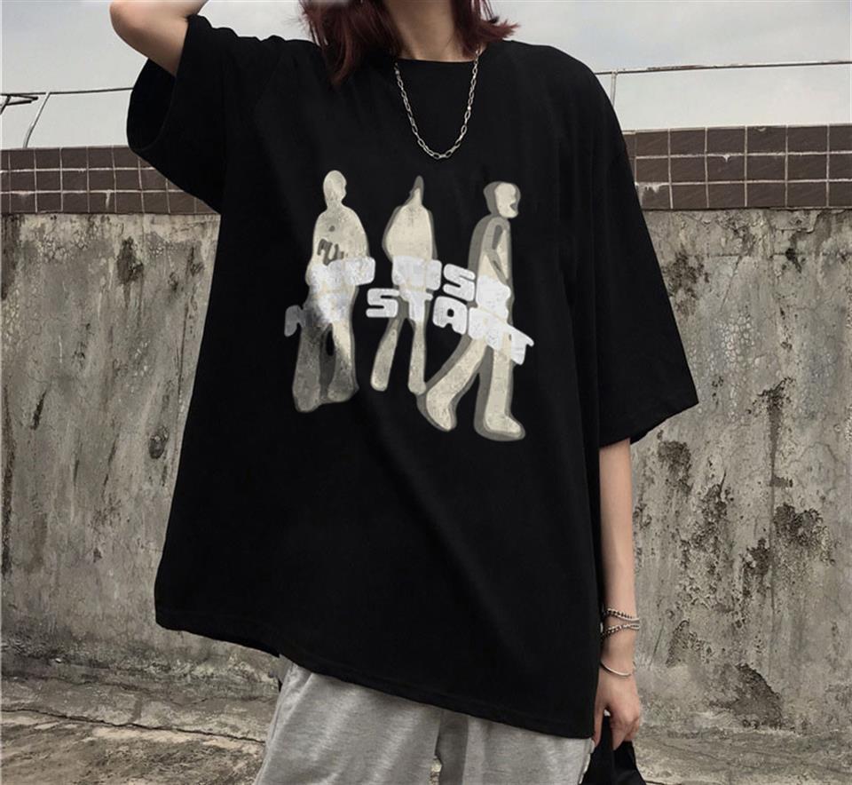 No Rise No Start Baskılı Siyah Unisex Oversize T-shirt