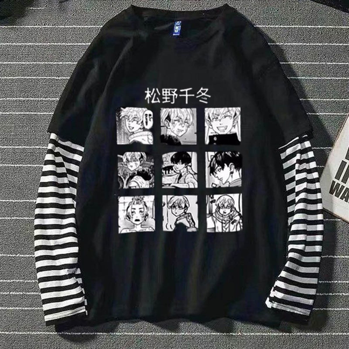 Oversize Anime Tokyo Revenger Uzun Kollu Kolaj Siyah T-shirt