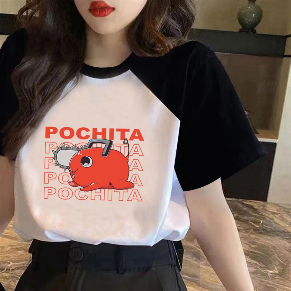 Pochita Baskılı Reglan Kol Beyaz Unisex Oversize T-shirt