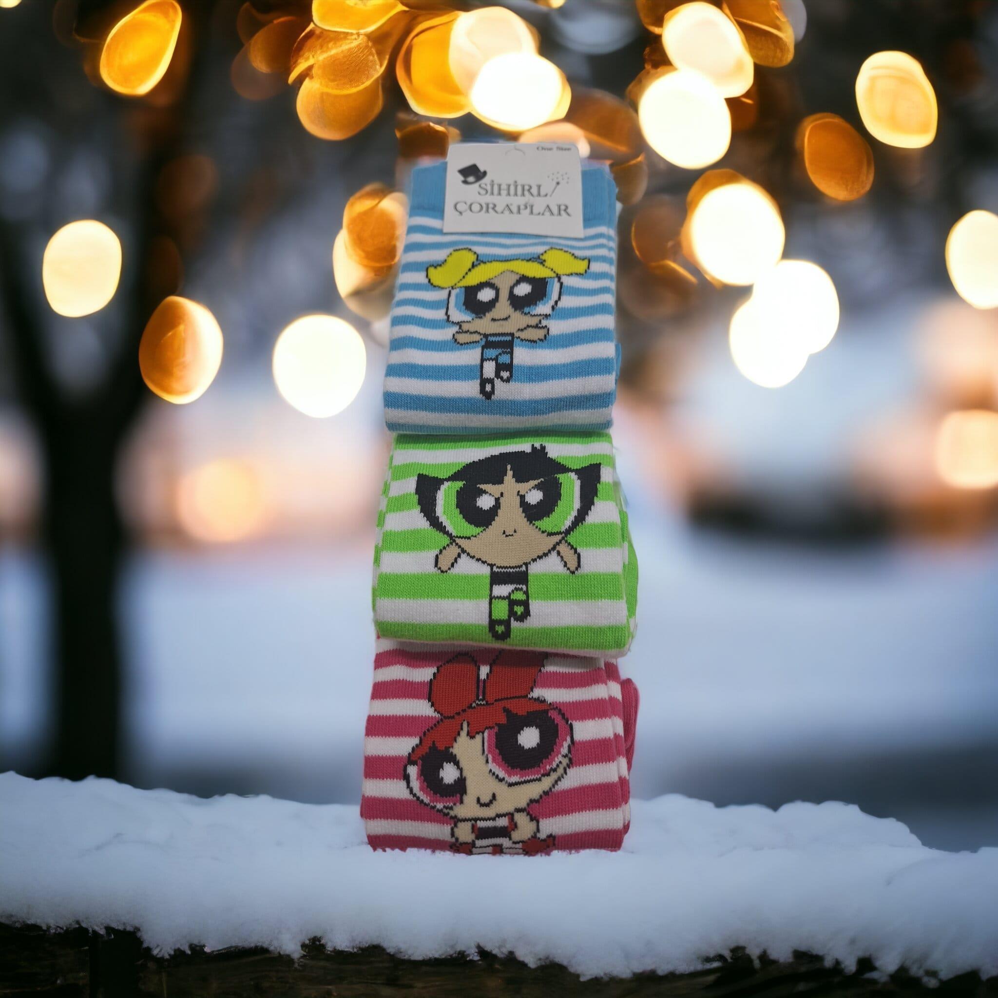 Power Puff Girls 3 lü Kolej Çorap
