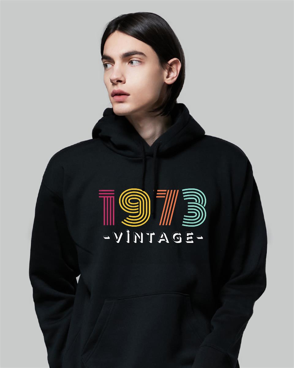 Rainbow Vintage Siyah Unisex Kapüşonlu Oversize Sweatshirt Hoodie
