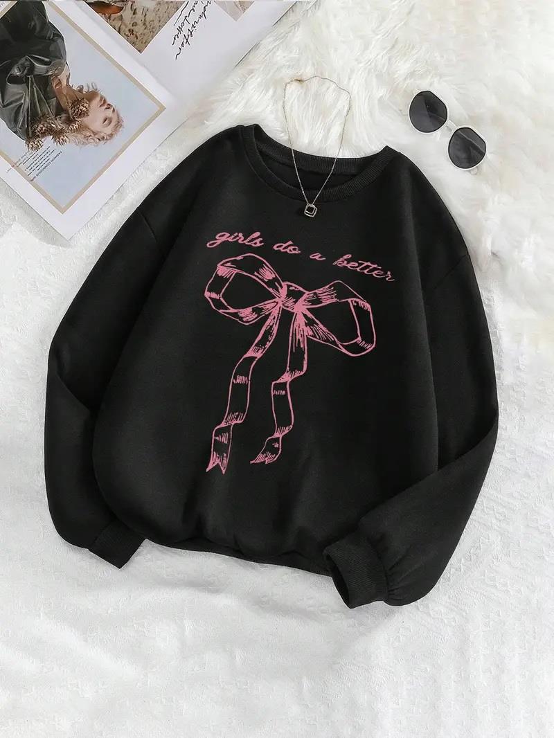 Ribbon Baskılı Siyah Unisex Oversize Bisiklet Yaka Sweatshirt