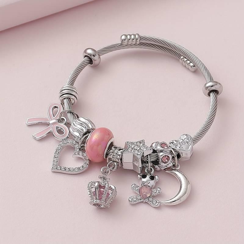 Ribbon Detalı Zirkon Charm Bileklik