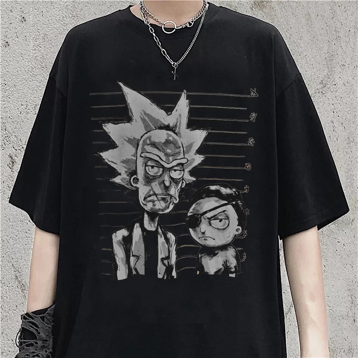 Rick and Morty Rick Baskılı Siyah Oversize Unisex T-shirt