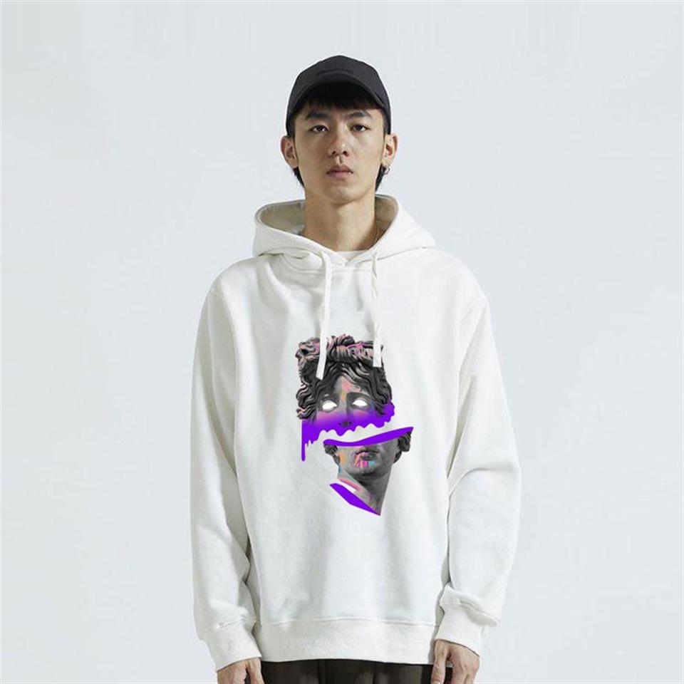 Sculpture Art Purple Beyaz Unisex Kapüşonlu Oversize Sweatshirt Hoodie