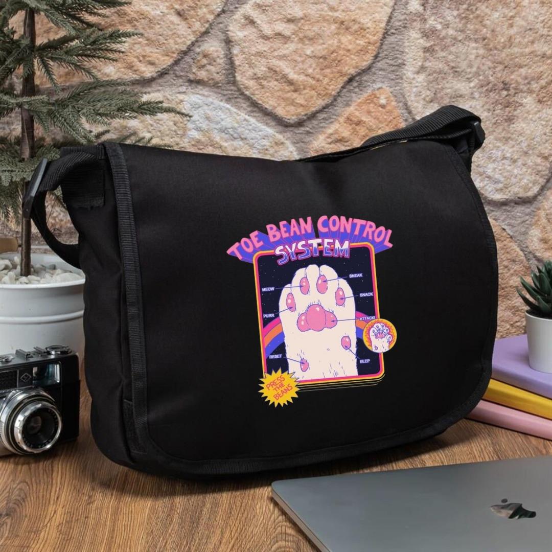 Sevimli Pati Unisex Siyah Postacı Çantası