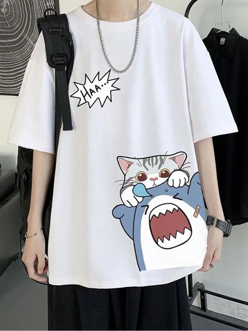 Shark & Cat Beyaz Unisex T-shirt