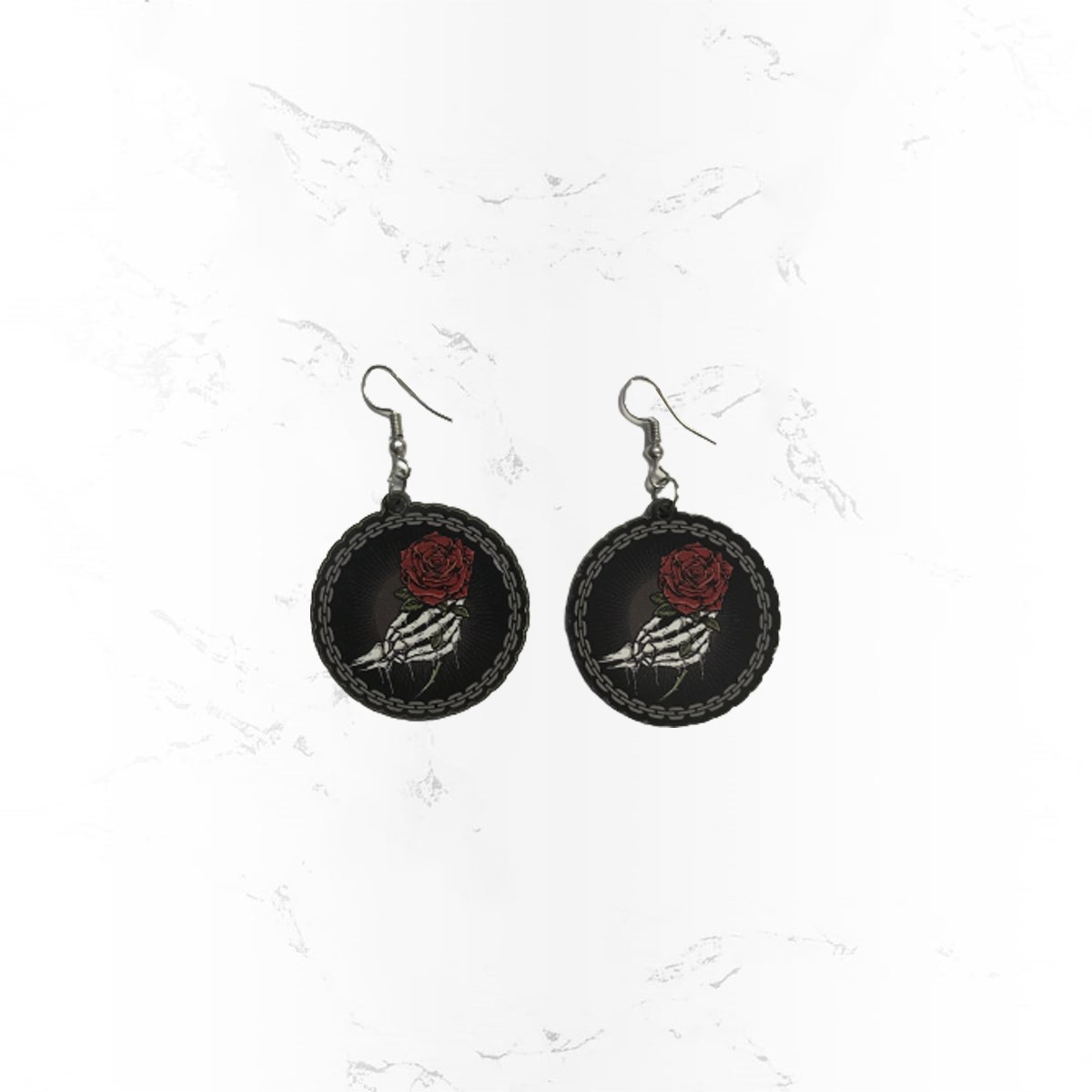 Skeleton & Rose Design Küpe