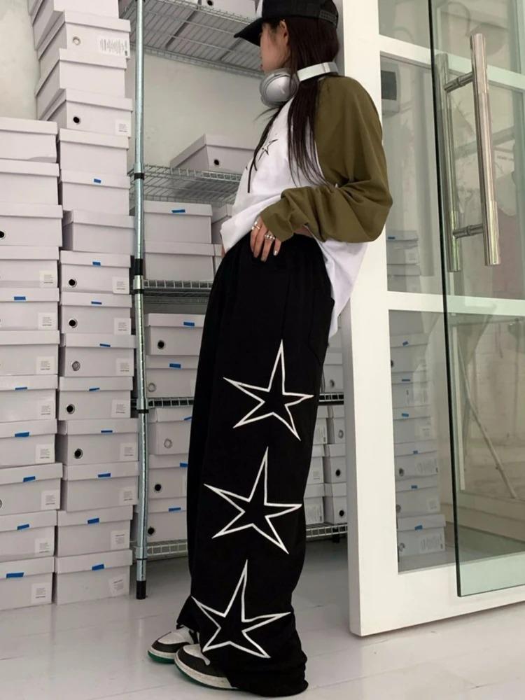 Sokak Tarzı Stars Baskılı Unisex Baggy Eşofman
