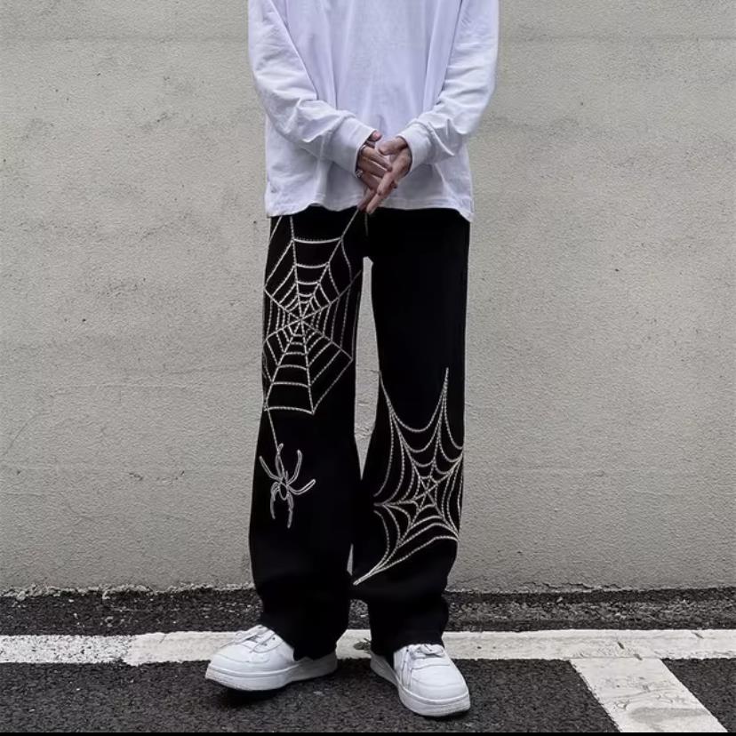 Spider Detail Streetwear Baggy Pantolon