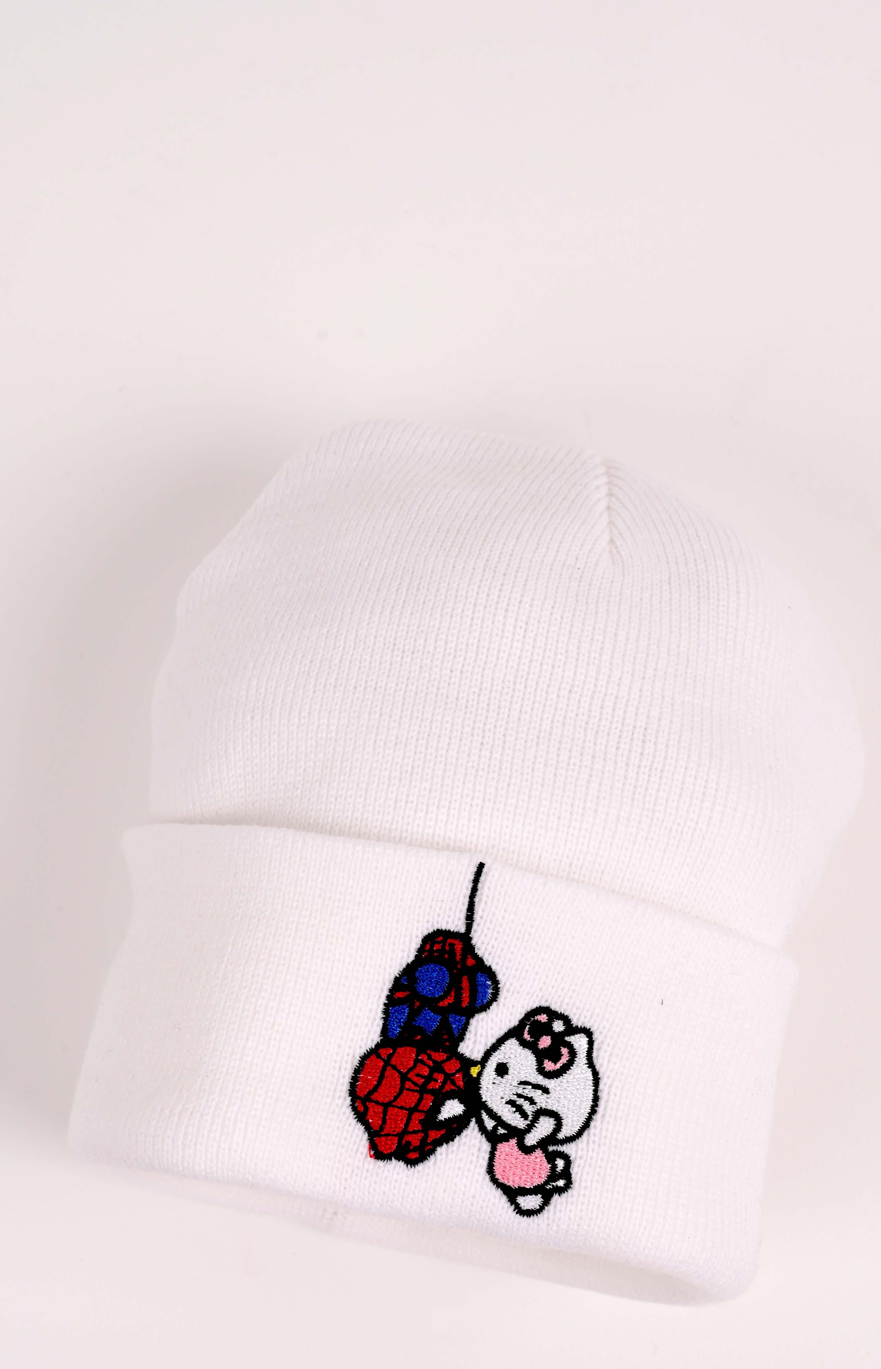 Spider & Hello Nakış İşleme Unisex Beyaz Bere
