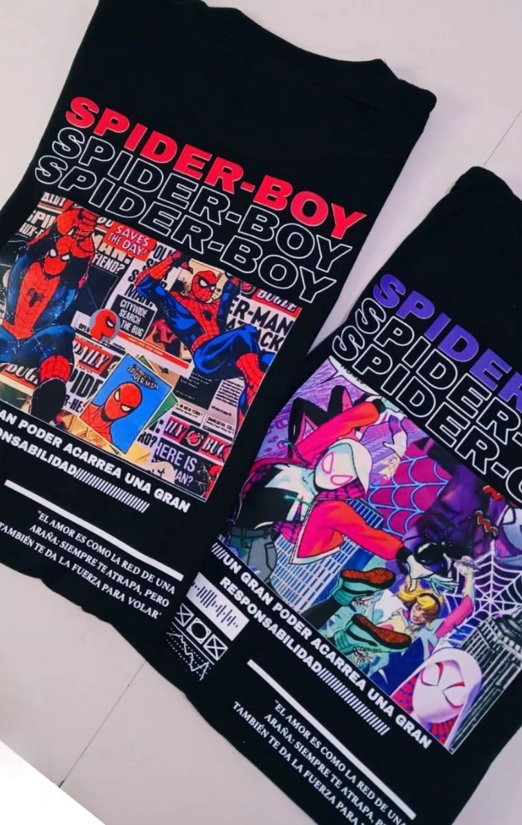 Spider Men & Spider Girl Detail Oversize Unisex T-Shirt