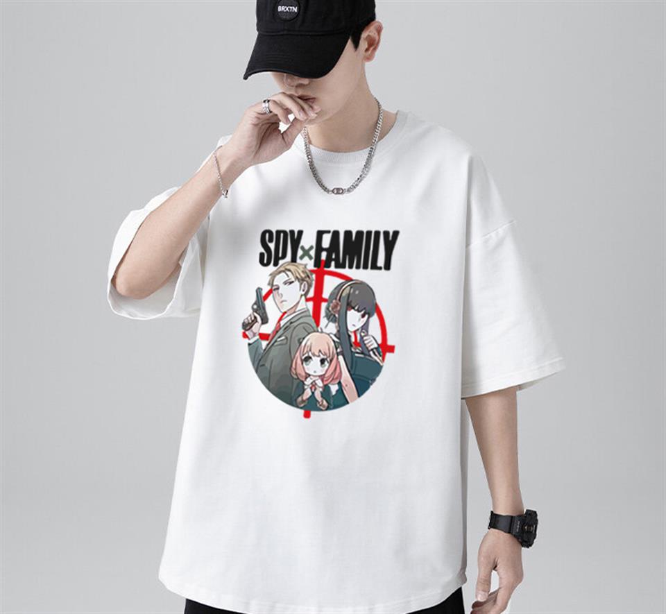Spy X Family Logo Baskılı Beyaz Unisex Oversize T-shirt