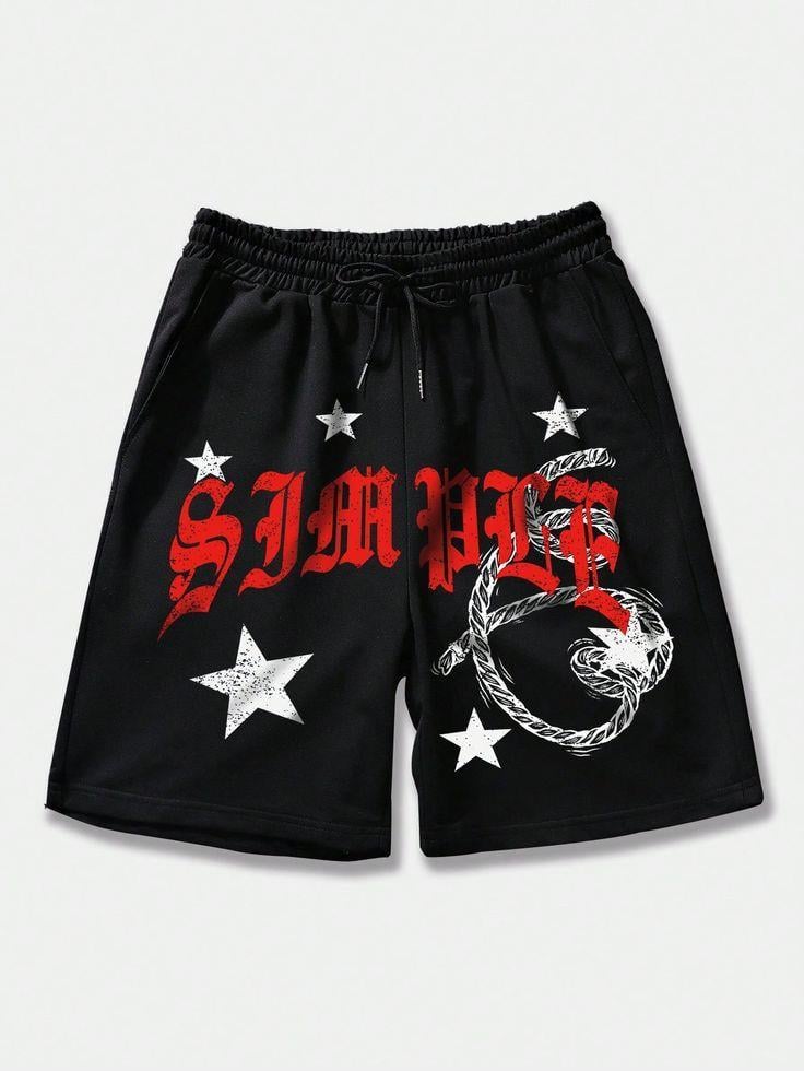 Star Life Baskılı Gri Unisex Penye Şort