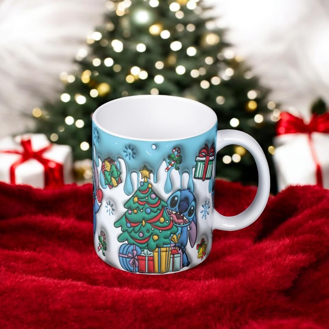 Stitch 3D Christmas Detail Baskılı Yeni Yıl Kupa