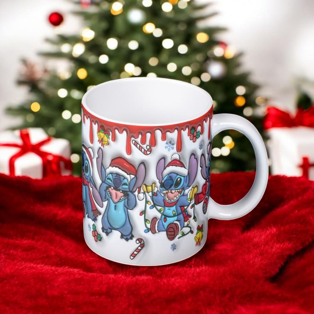 Stitch 3D Christmas Detail Baskılı Yeni Yıl Kupa