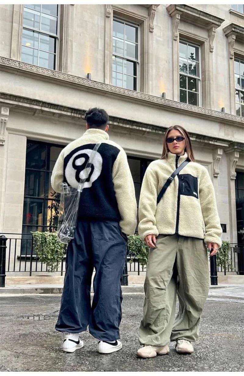 Stussy 8 Ball Fleece Unisex Fermuarlı Kuzu Ceket