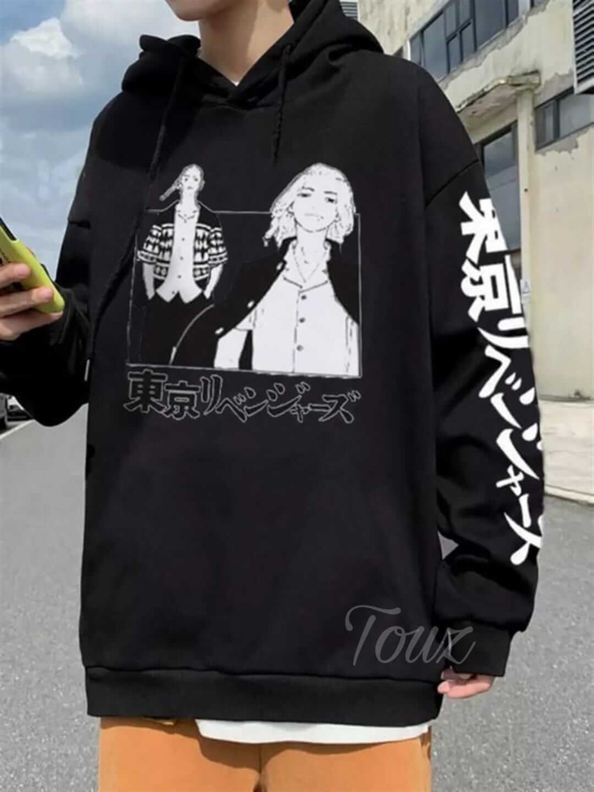 Tokyo Revengers Siyah Kapşonlu Sweetshirt