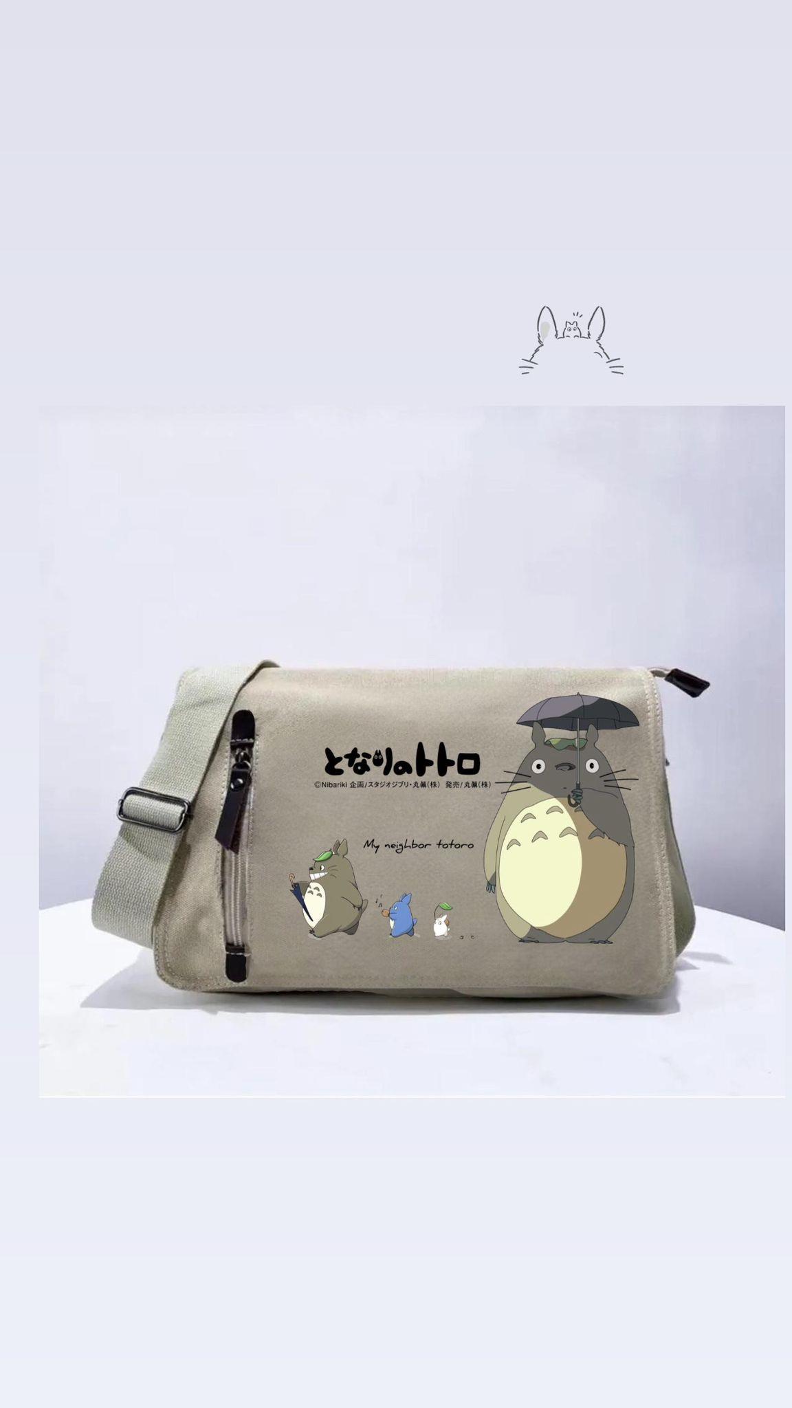 Totoro  Baskılı Unisex Bej Postacı Çantası