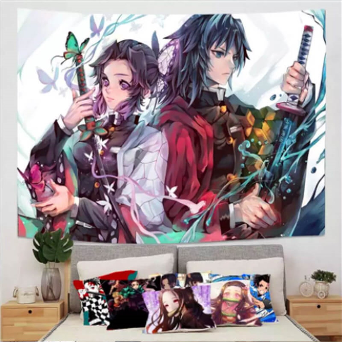 Touz 70 x 100 Cm Demon Slayer Kimetsu No Yaiba Kochou Shinobu Giyu Tomioka Duvar Halısı