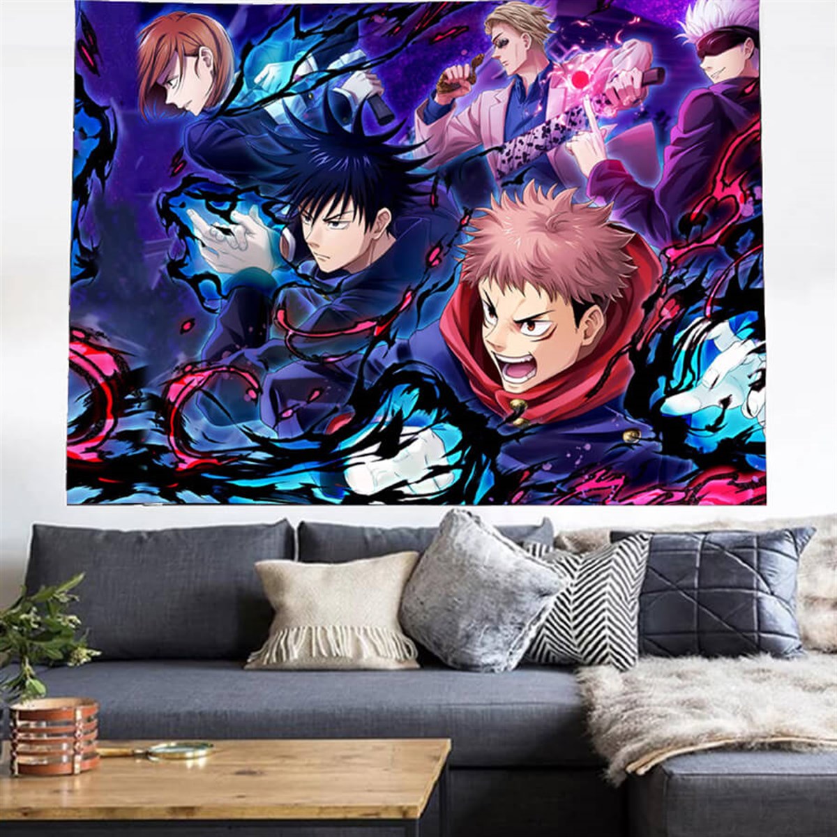 Touz 70 x 100 Cm Jujutsu Kaisen Deep Blue Duvar Halısı