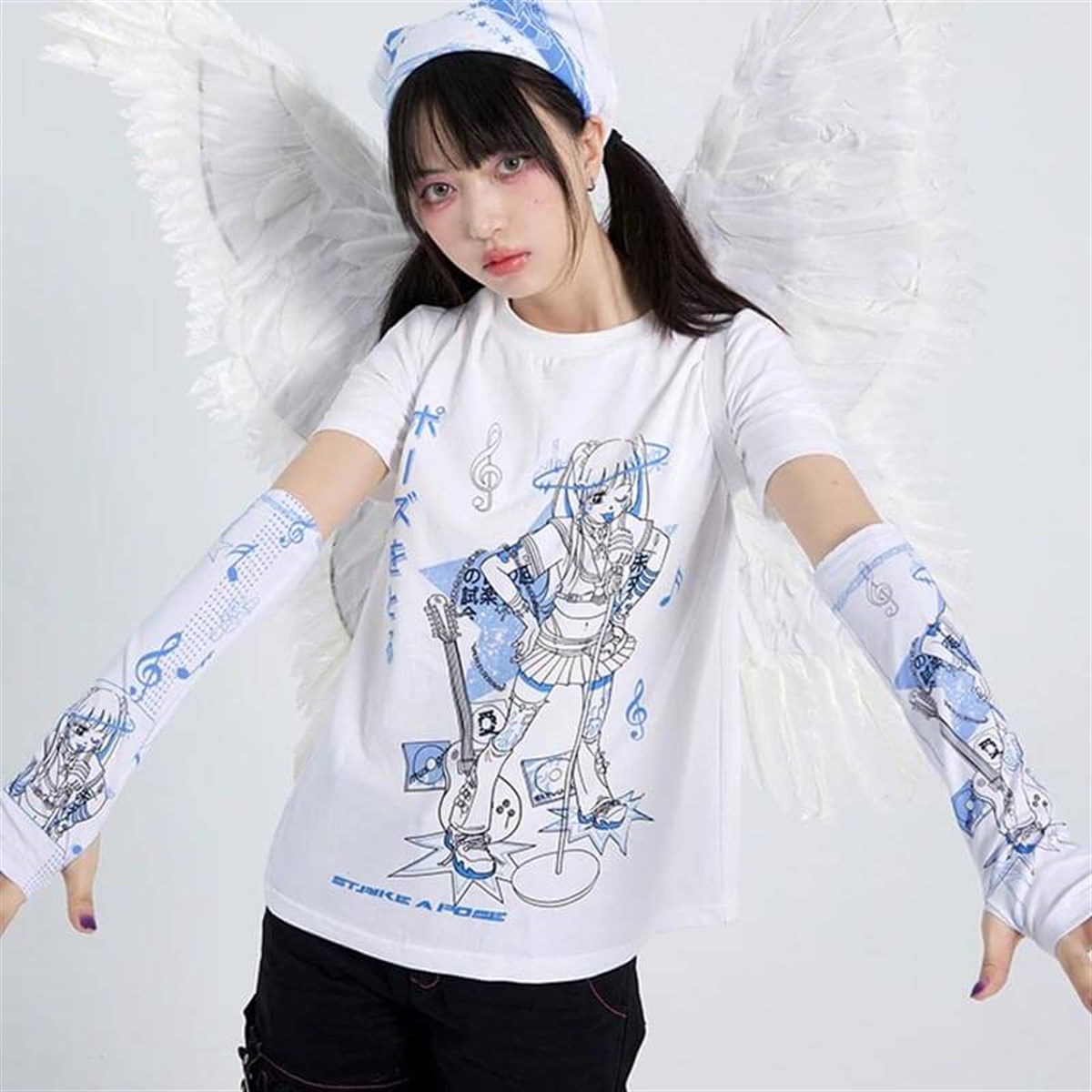 Touz Anime Grunge Punk Beyaz Unisex T-shirt