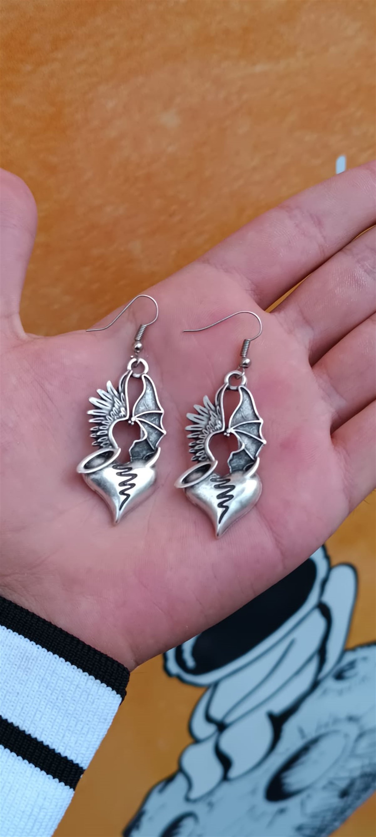 Touz Bat Heart Çift Küpe