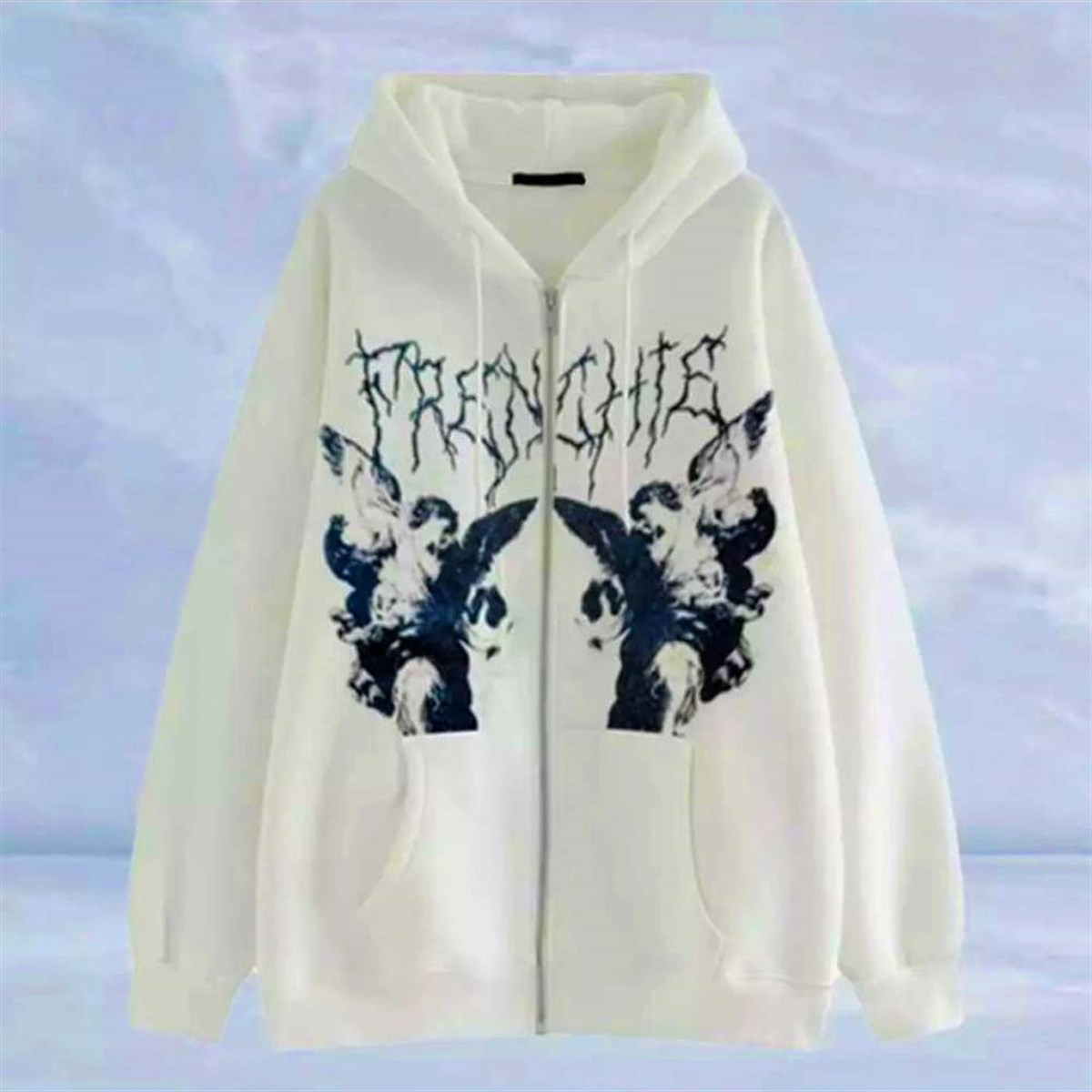 Touz Beyaz Frenchie Angel (Unisex) Kapşonlu
