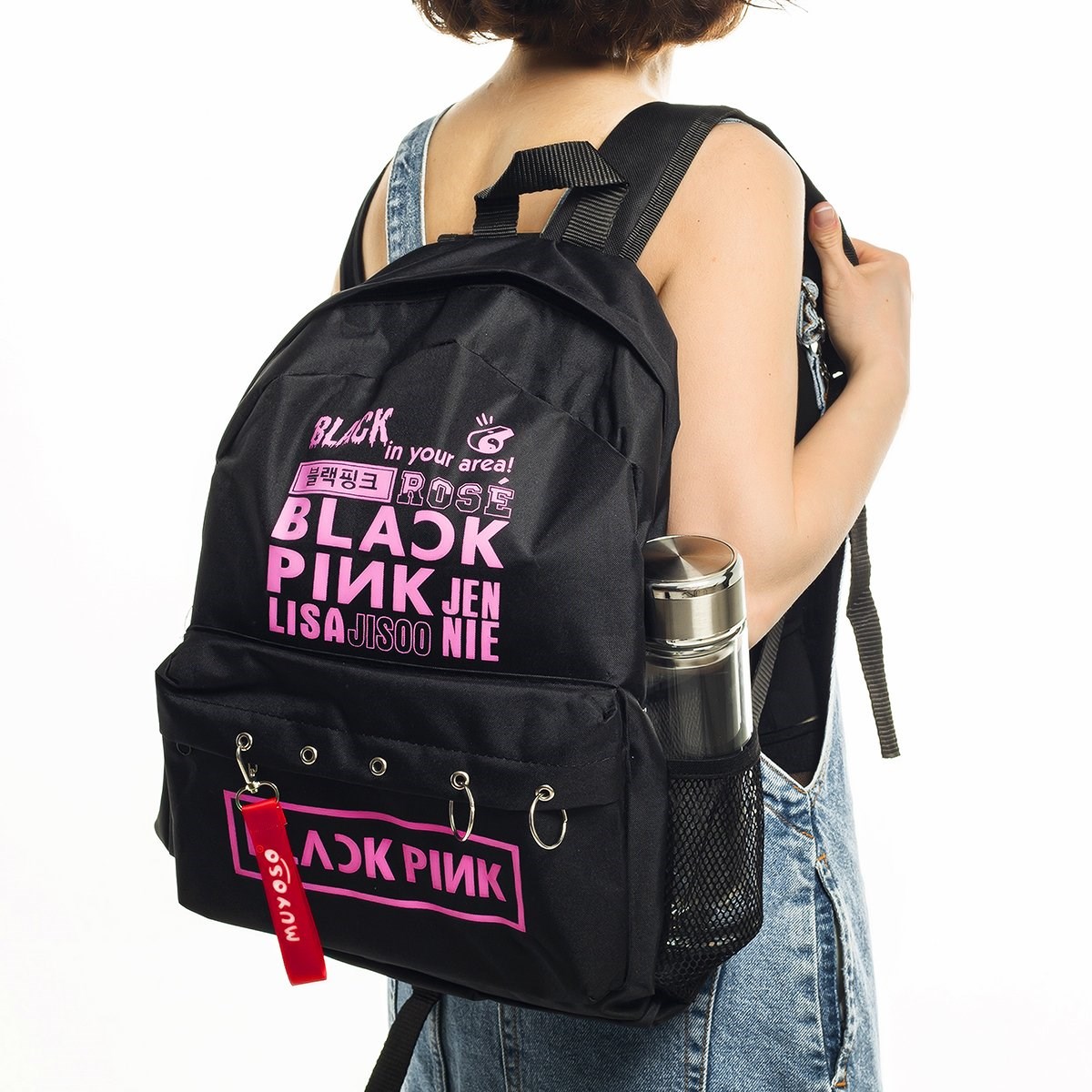 Touz Black Pink Baskılı Laptop Sırt Çantası Piersingli