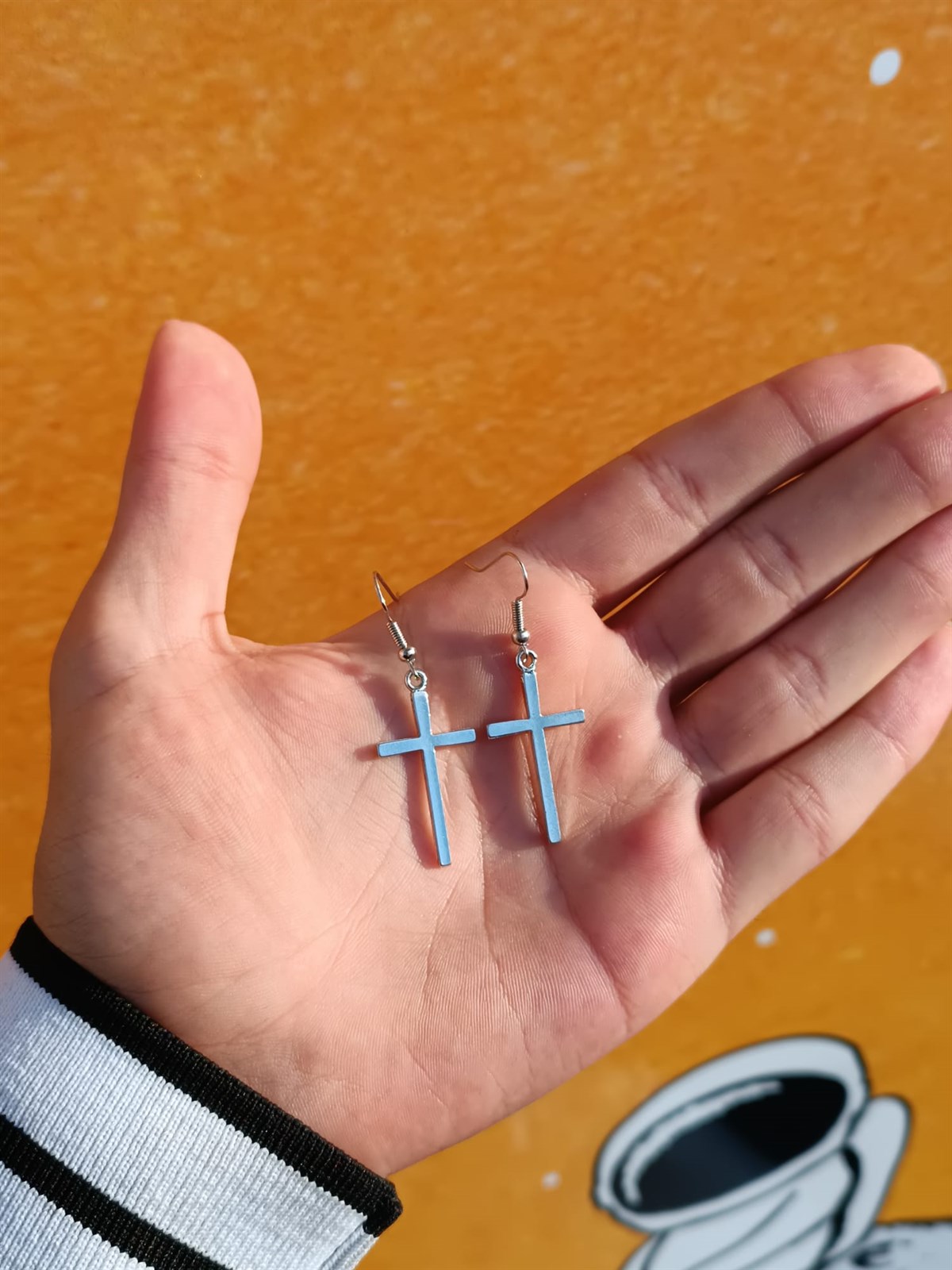 Touz Cross Haç Çift Küpe