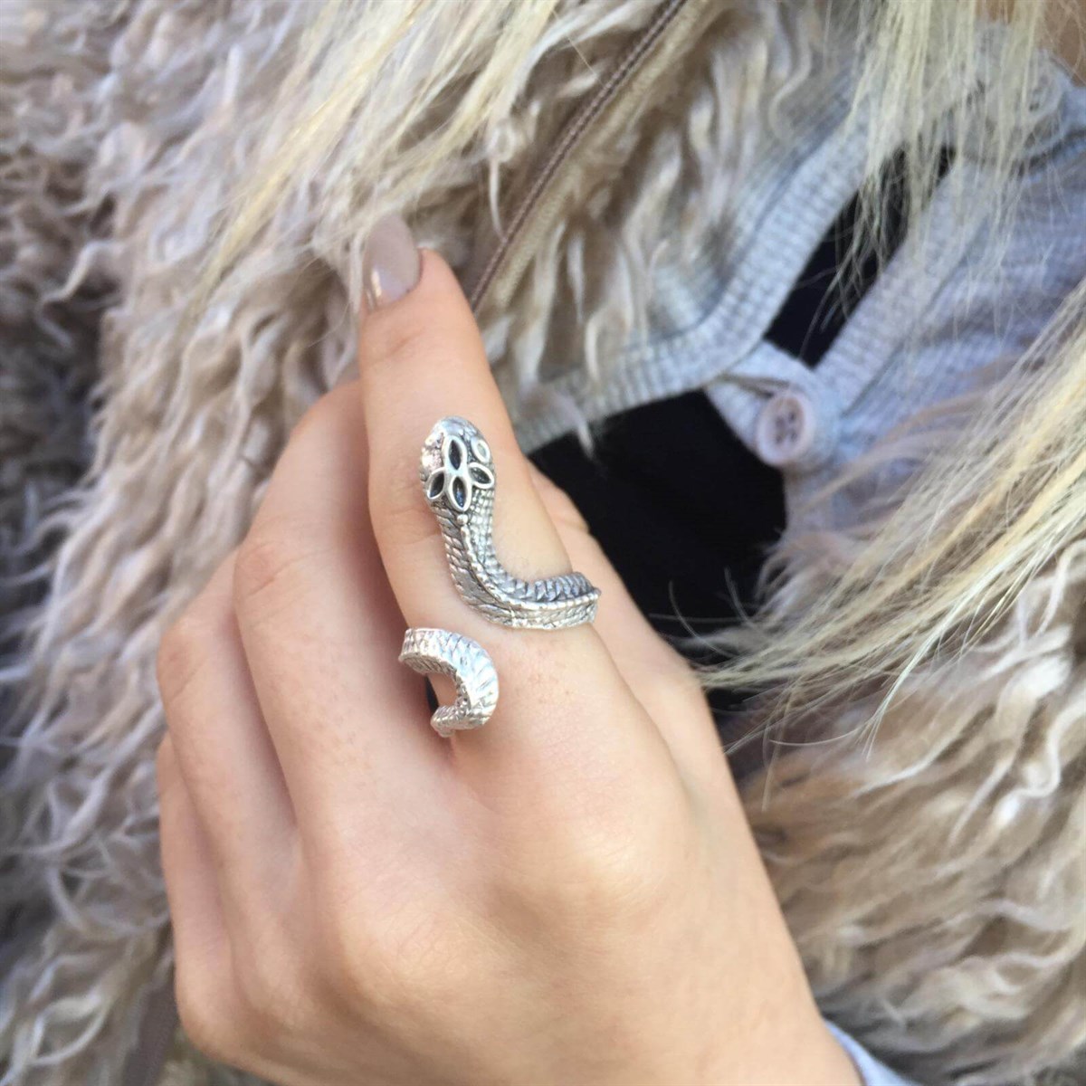 Touz Curled Snake Ayarlanabilir Yüzük
