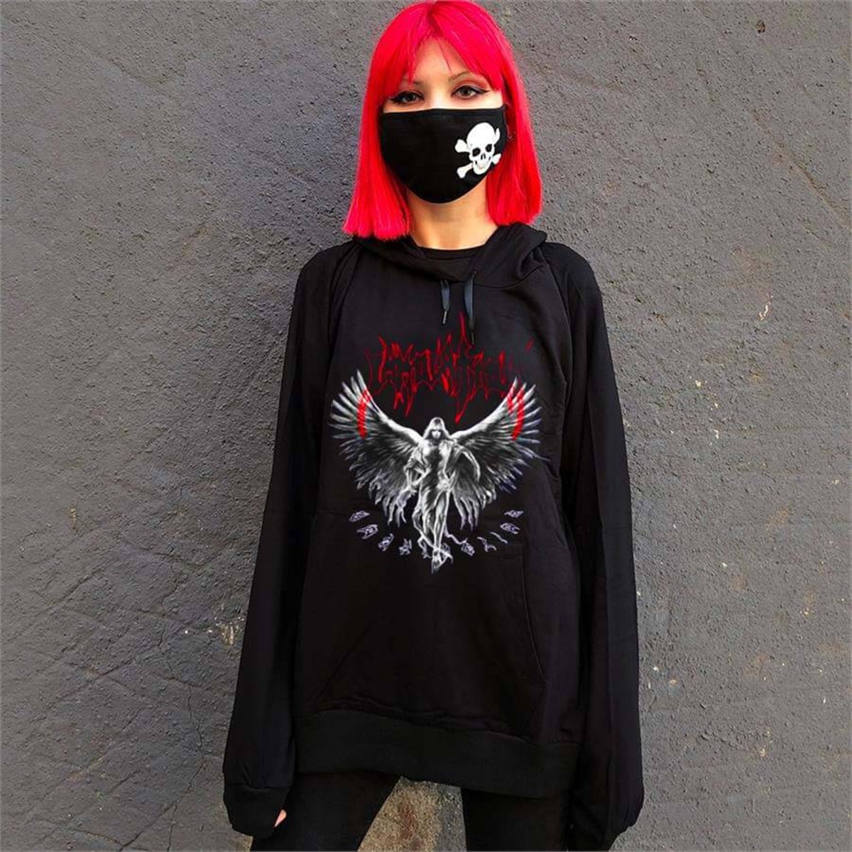Touz Gothic Grunge Angel (Unisex) Kapşonlu