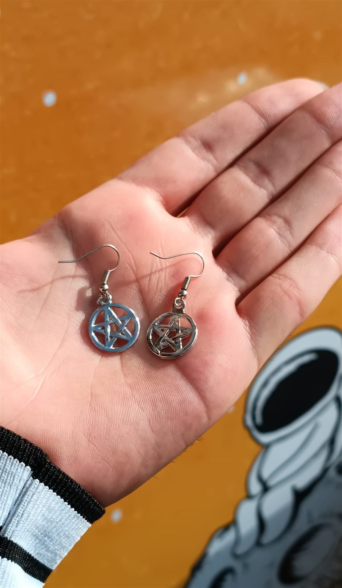 Touz Gothic Pentagram Çift Küpe