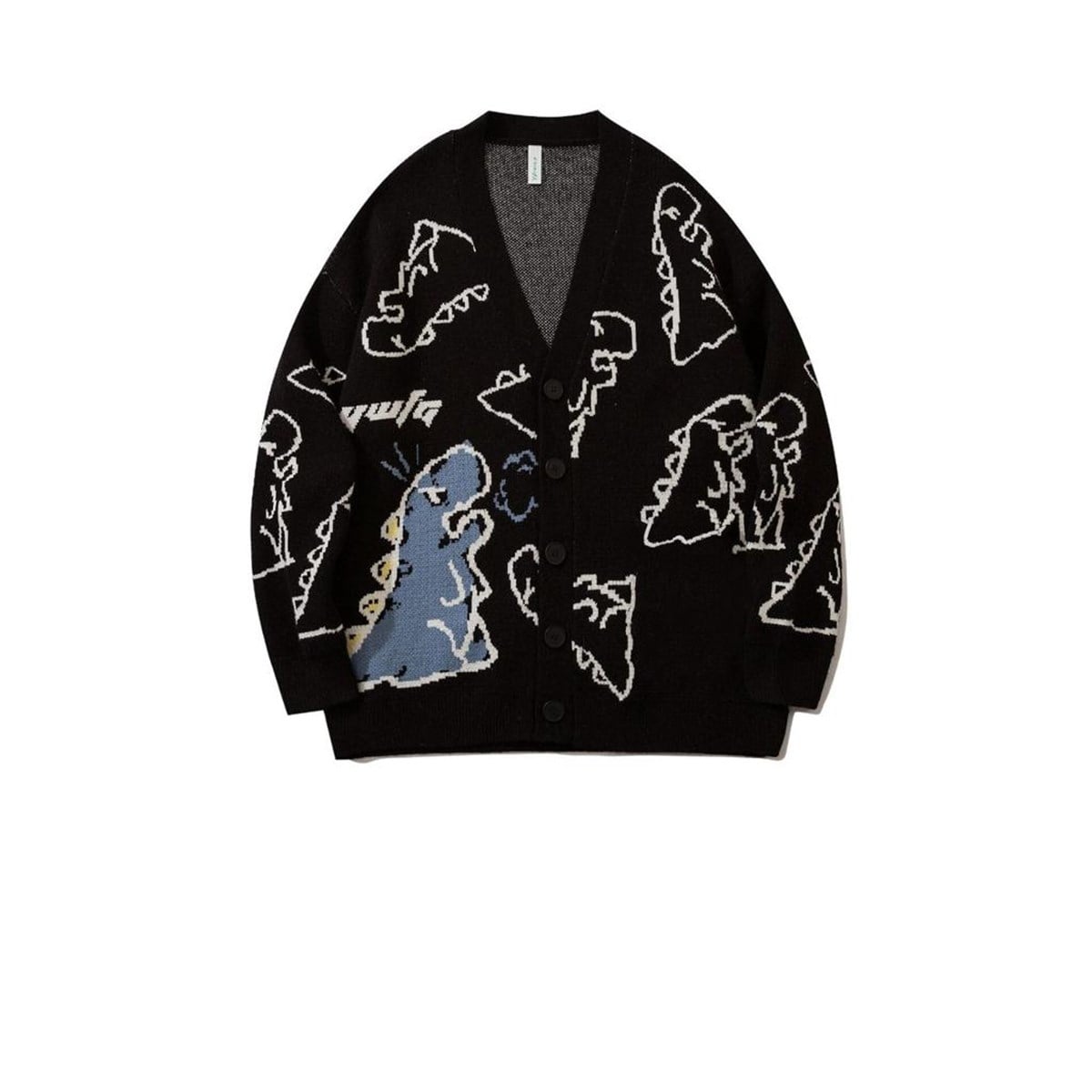 Touz Harajuku Siyah Dinazor Oversize Unisex Hırka